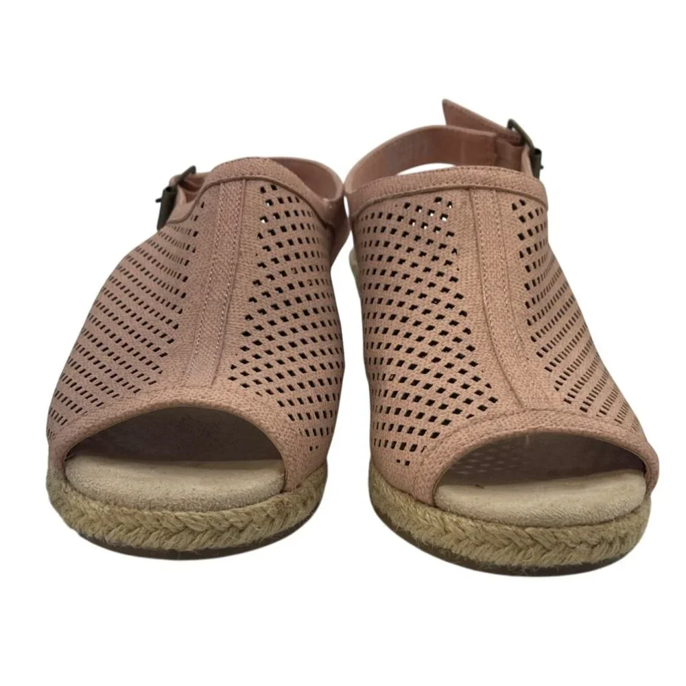 Easy Street Stacy Espadrille Sandals Blush Pink Open Toe Size 6